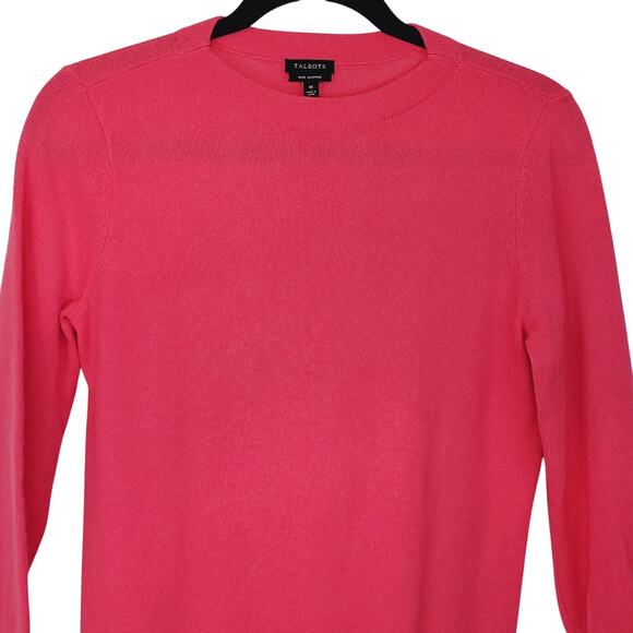 Talbots Pure Cashmere 3/4 Sleeve Solid Pink Sweater Minimalist Size Medium EUC - Picture 3 of 6
